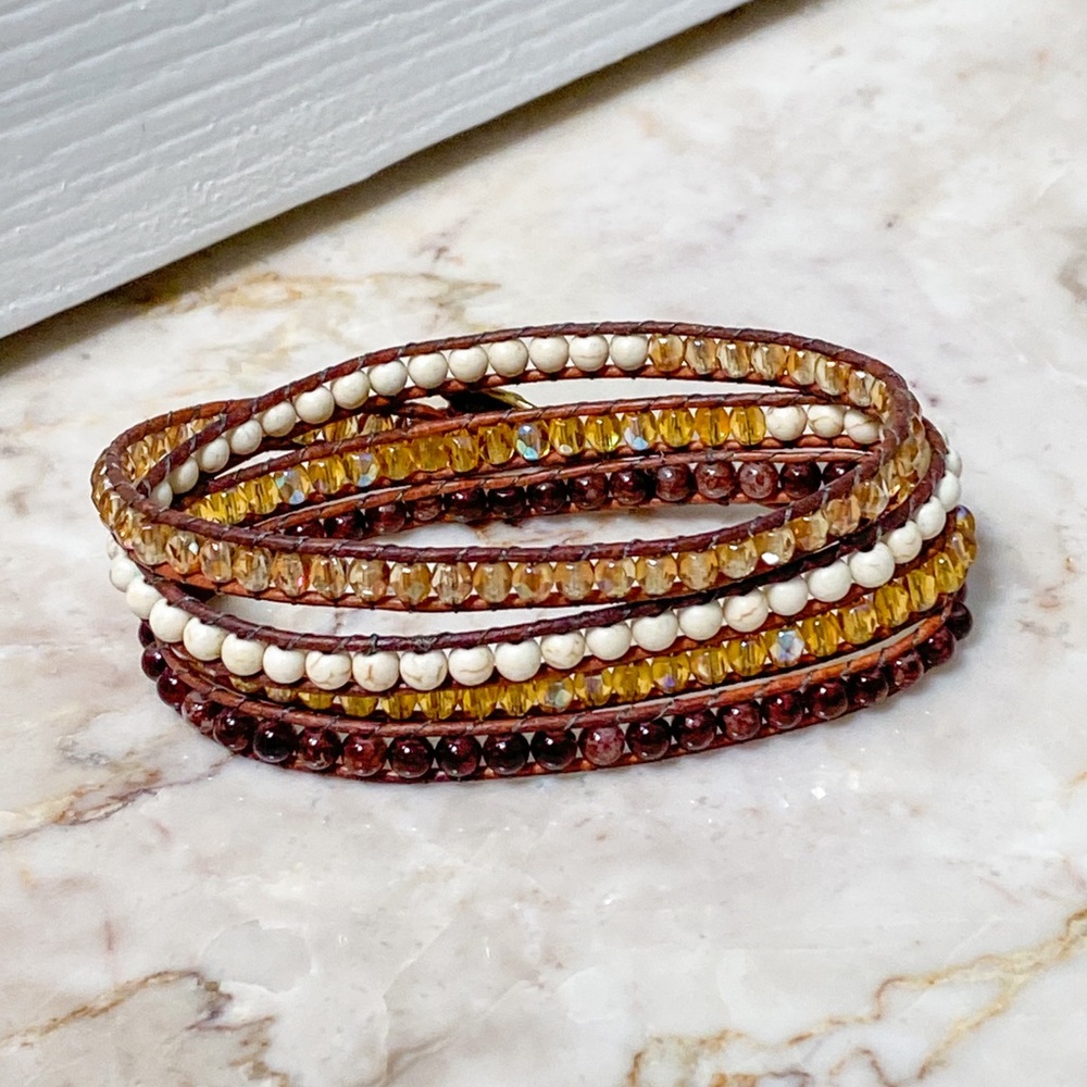 Beautiful Boho Handmade Crystal and Beaded Wrap Bracelet Anklet or Choker